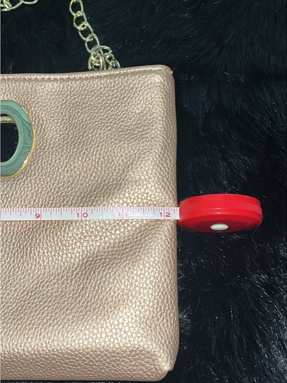 Rose Gold Metallic Pebble Grain Clutch Shoulder Bag Gold Chain Strap Handbag - Picture 3 of 6